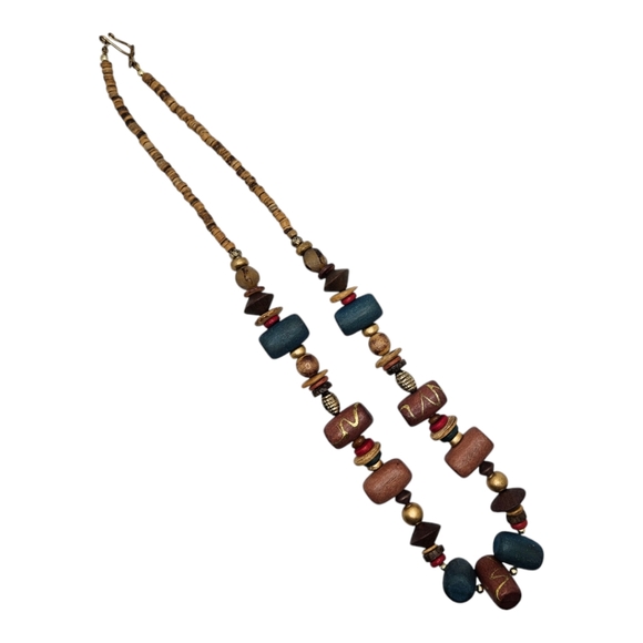 Wooden Costume Jewelry Lot of 4  Statement Necklaces - Picture 5 of 6